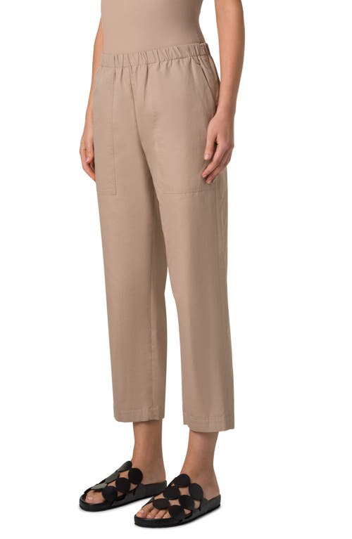Akris Punto Farello Elastic Waist Cotton Ankle Pants In Beige