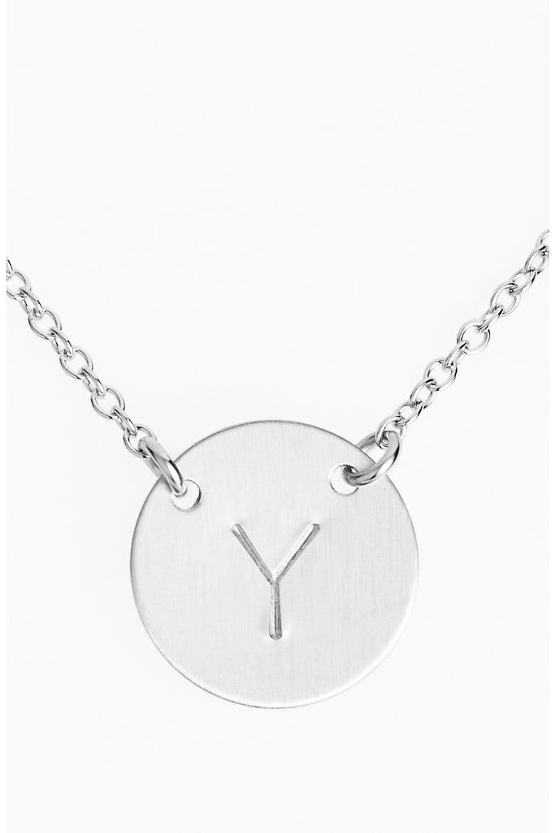 Sterling Silver Initial Disc Necklace, Main, color, STERLING SILVER Y