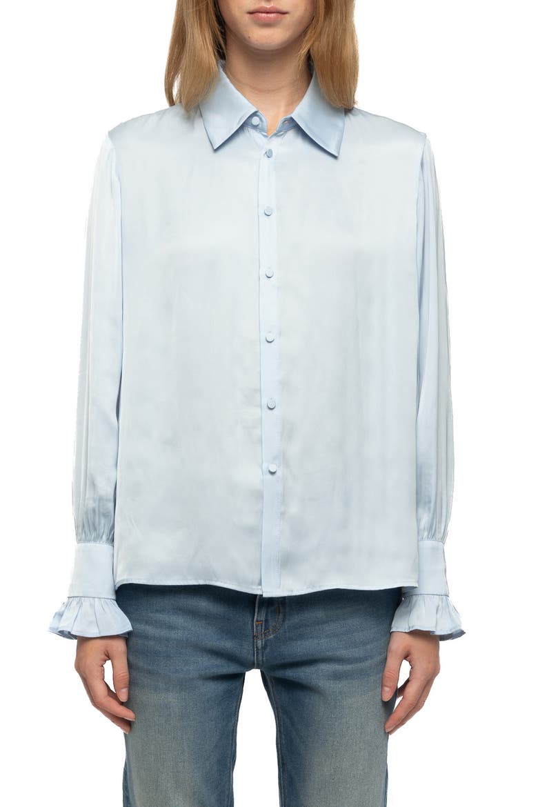 Thely Satin Shirt, Main, color, BLEU OXFORD