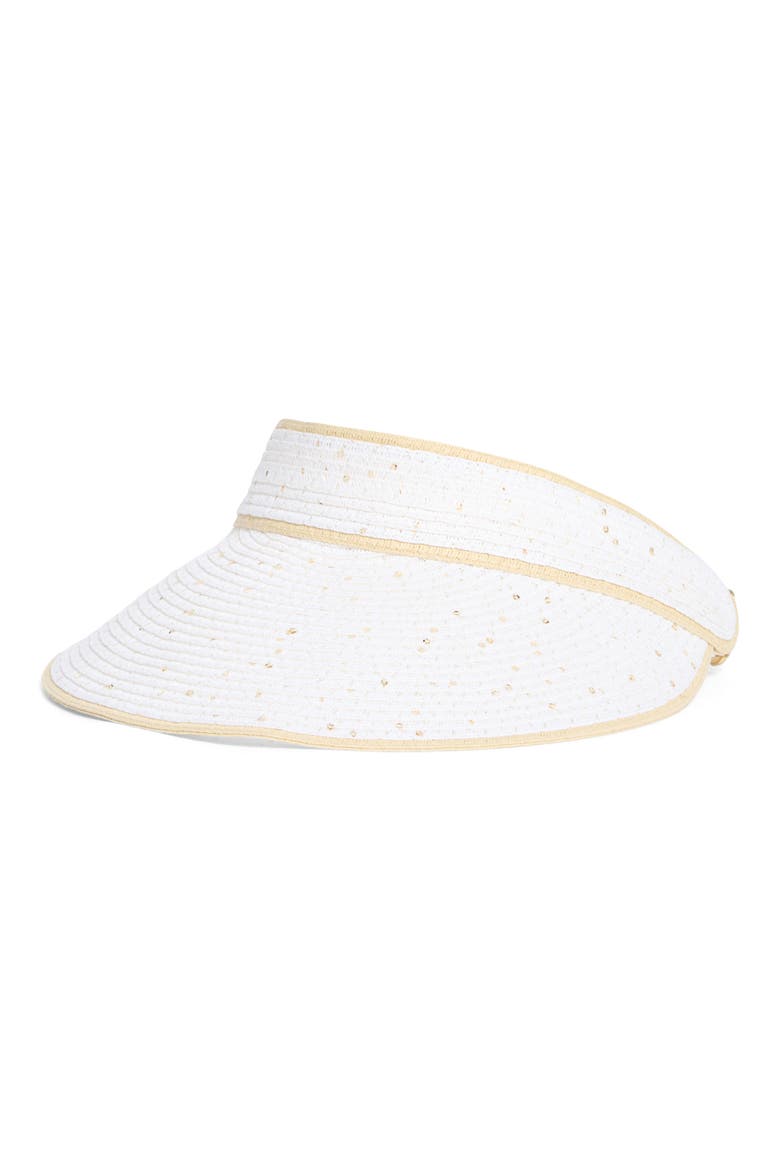Sequin Straw Visor, Main, color, NATURAL