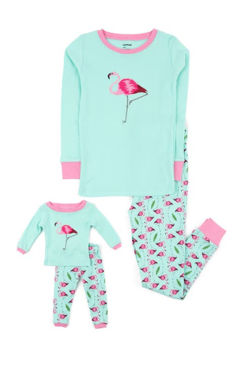 Girls 2-pc. Cotton Pajamas with Matching Doll Accessory - Animal Prints