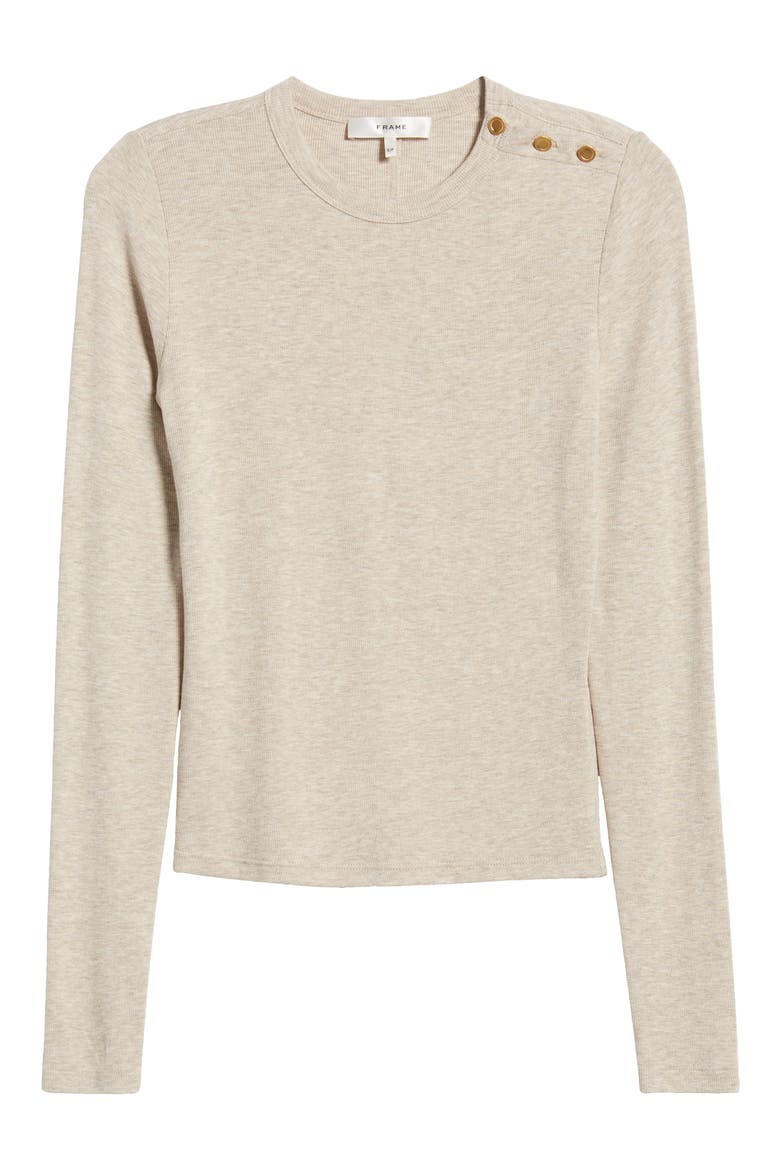 Long Sleeve Shoulder Button T-Shirt, Alternate, color, OATMEAL HEATHER
