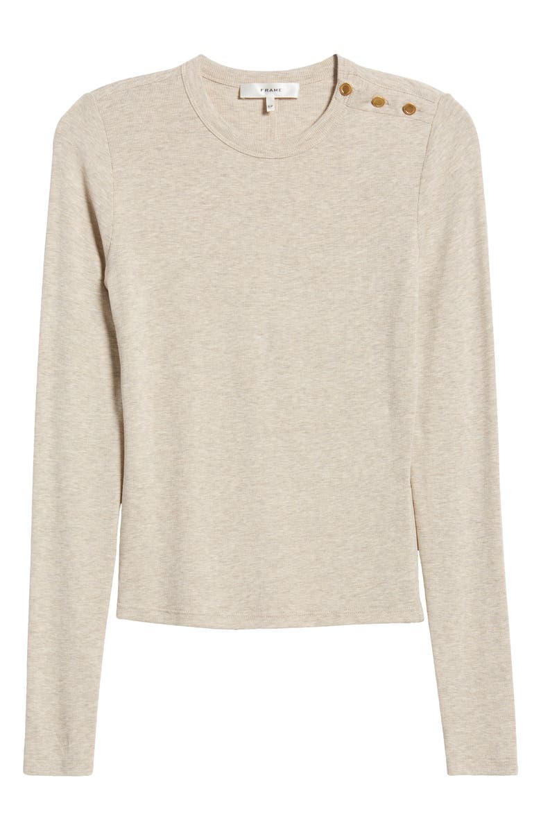 FRAME Long Sleeve Shoulder Button T-Shirt, Alternate, color, Oatmeal Heather
