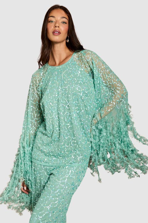 Sequin Cape Blouse