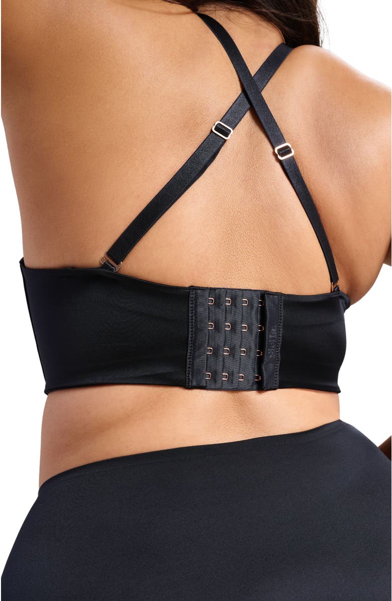 Siella Smooth Satin Foam Bustier, Alternate, color, Black