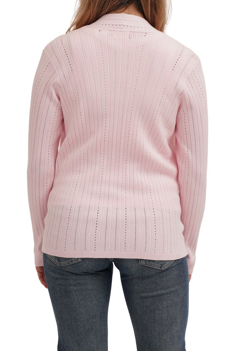 Pointelle Cardigan, Alternate, color, BABY STRAWBERRY