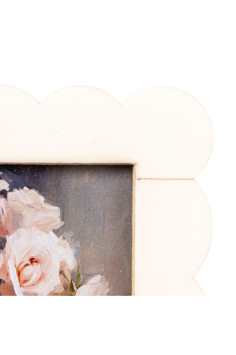 Resin and Wood Scalloped Photo Frame, White, Alternate, color, White