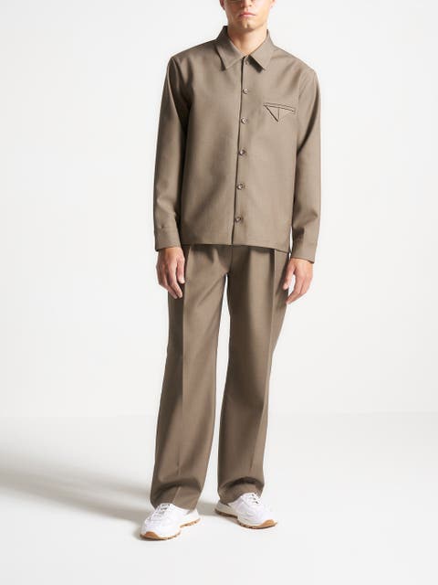 Leo Hatched Tailored Long Sleeve Overshirt