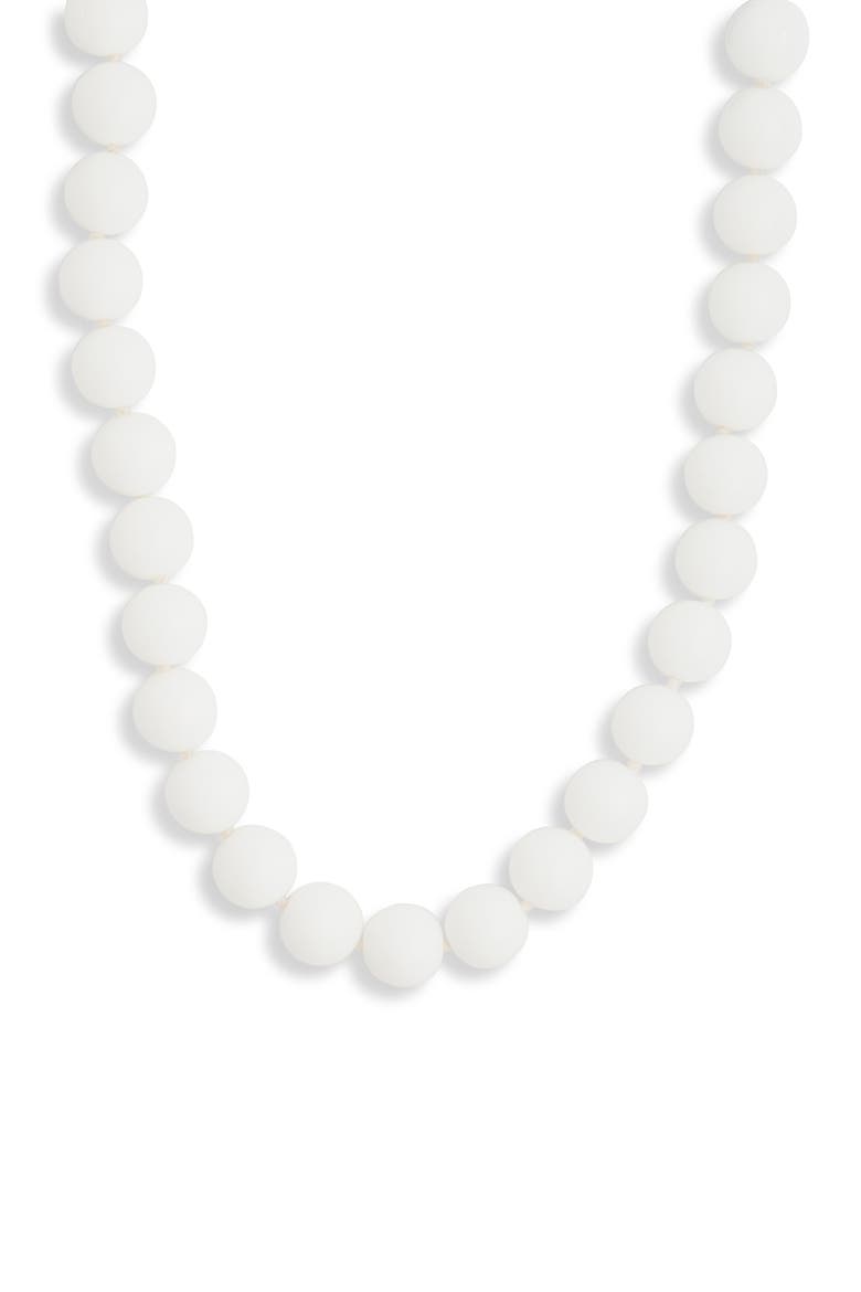 Chalk White Beaded Necklace, Main, color, WHITE