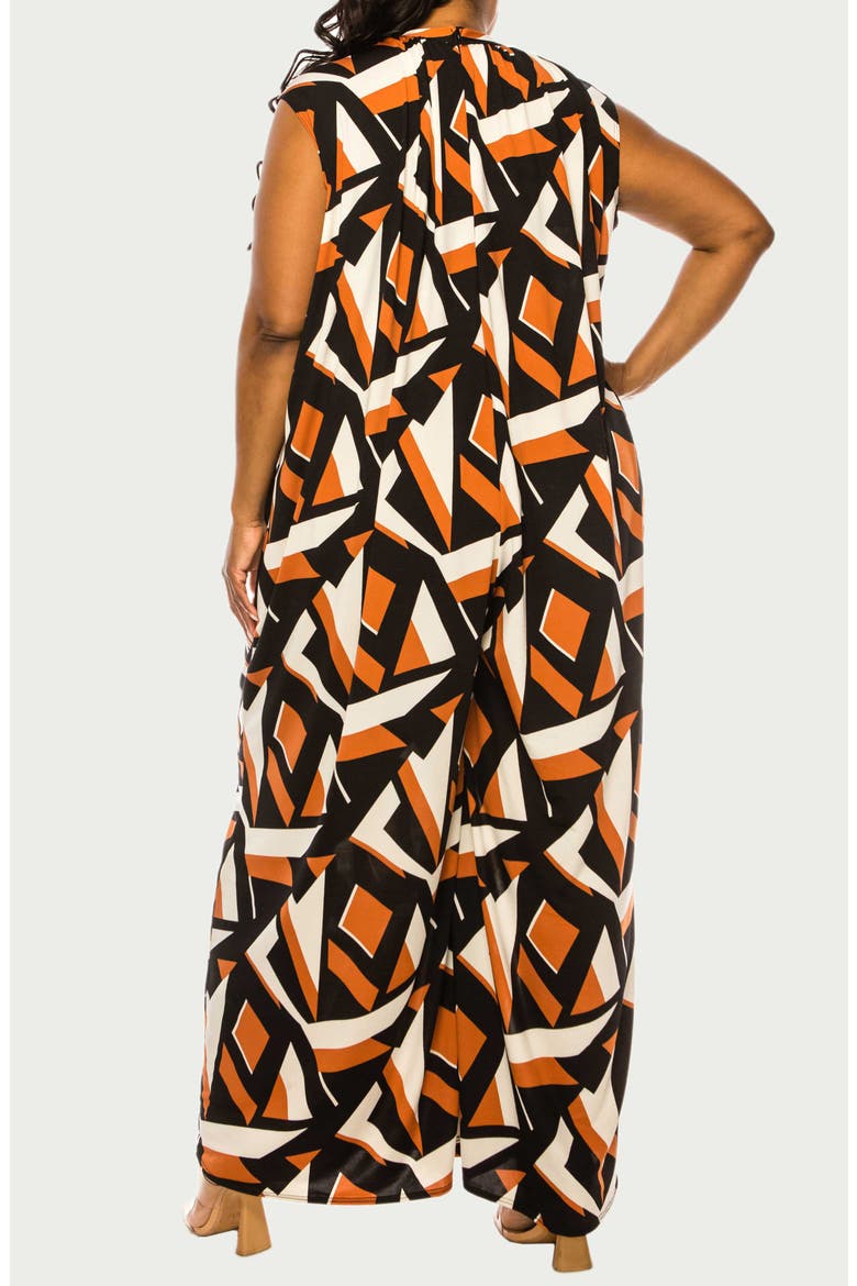 Makayla Printed Sleeveless Wide Leg Jumpsuit, Alternate, color, RUST BLACK