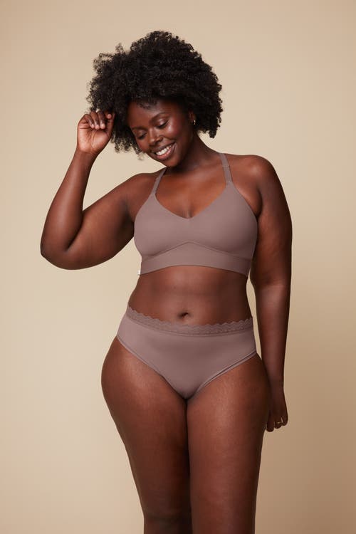 Harper Wilde Bliss Lace Halterneck Bralette In Mauve