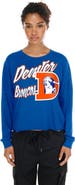 New Era Women's New Era Royal Denver Broncos Cropped Oversized Long Sleeve T-Shirt