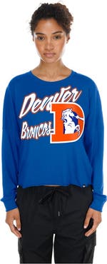 New Era Women's New Era Royal Denver Broncos Cropped Oversized Long Sleeve T-Shirt