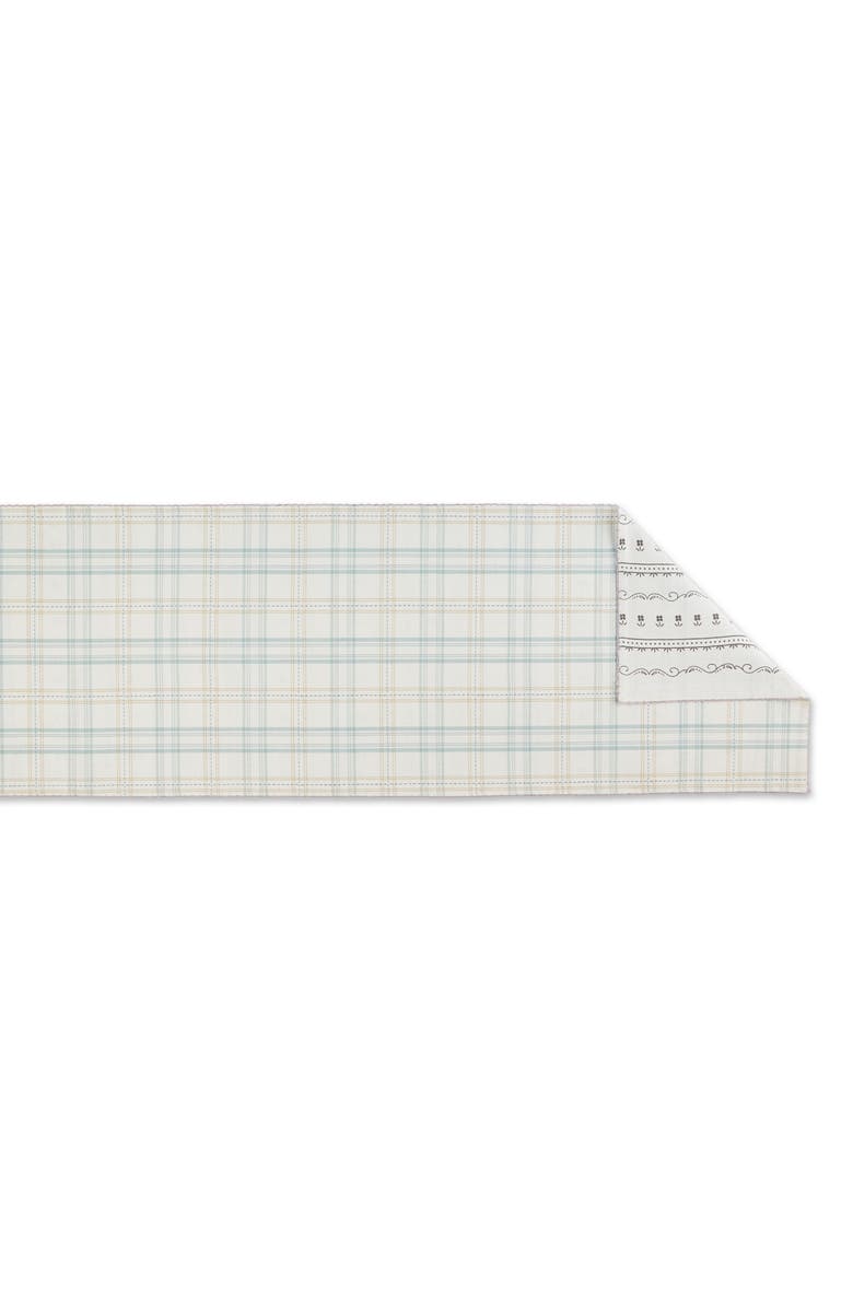 Design Imports Cottontail Garden Plaid Table Runner, Alternate, color, White