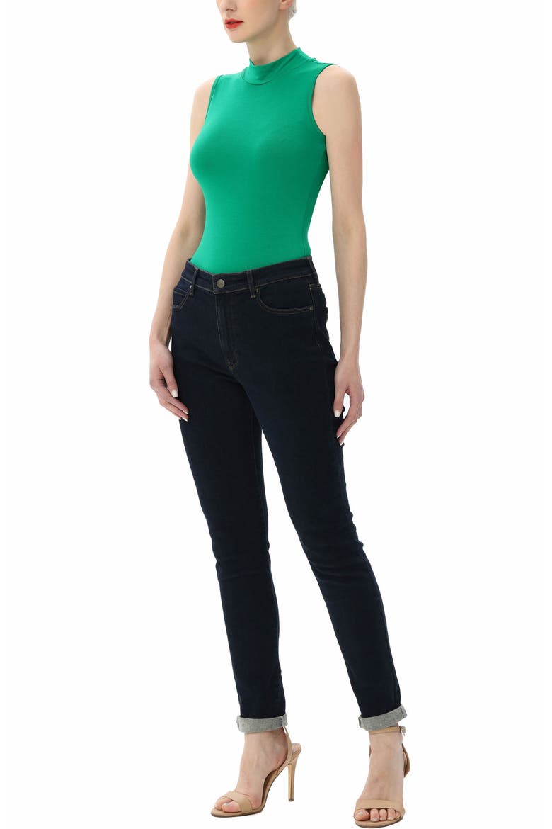 Turtleneck Sleeveless Bodysuit, Alternate, color, Emerald