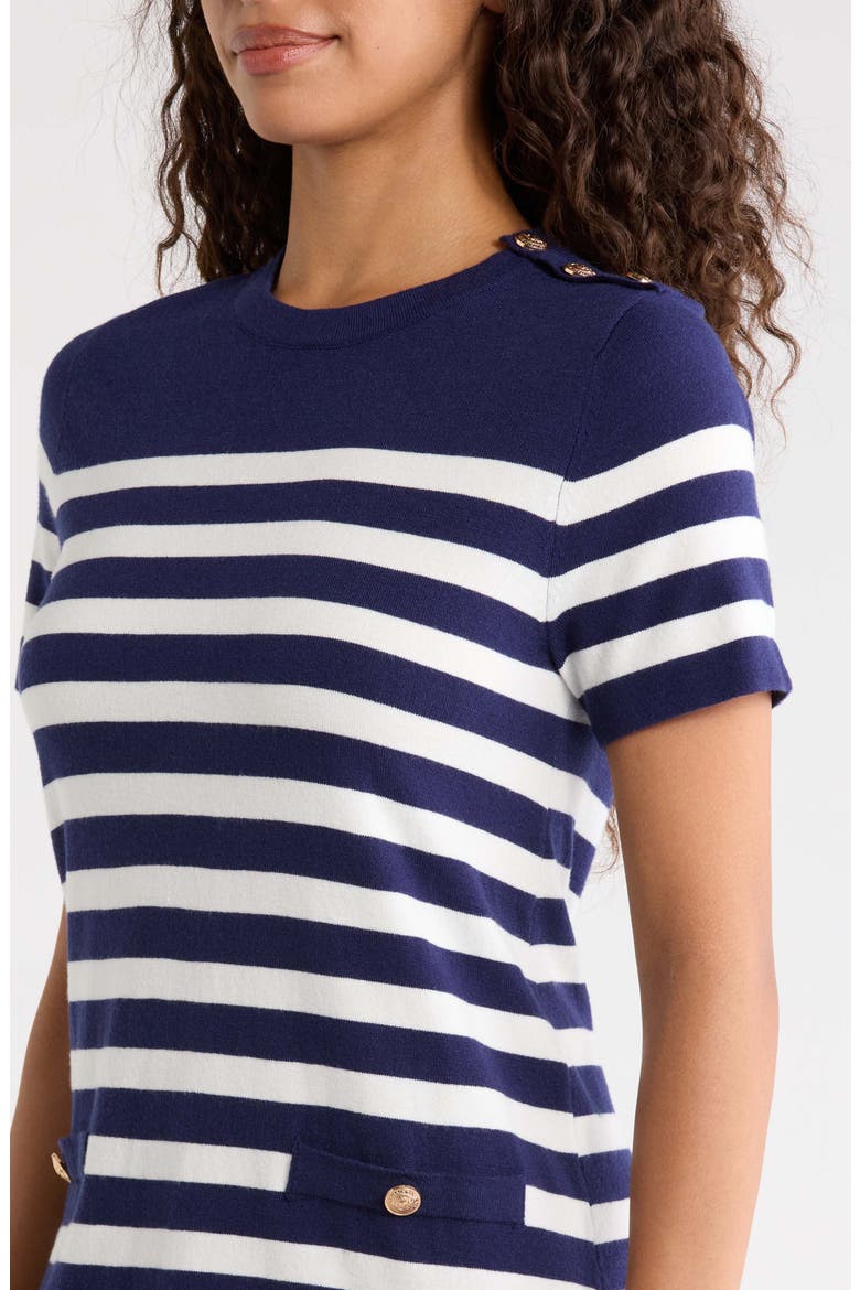Ebie Stripe Sweater Dress, Alternate, color, NAVY WHITE
