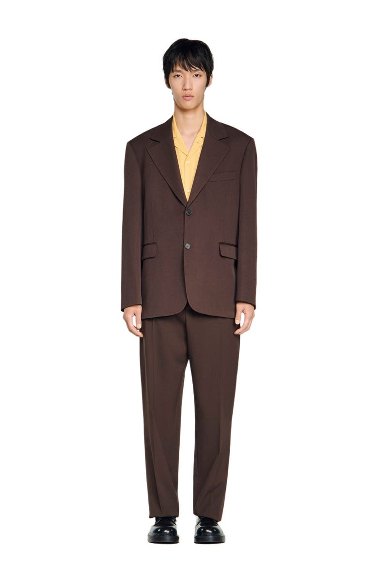 SANDRO Oversized wool jacket, Alternate, color, Chocolate