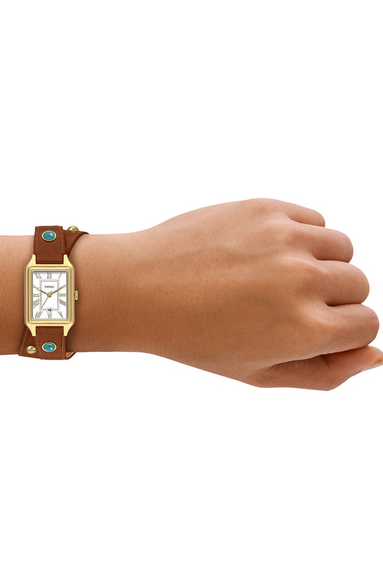 Fossil Raquel Wrap Watch, 23mm x 38mm, Alternate, color, Brown / Gold/ White