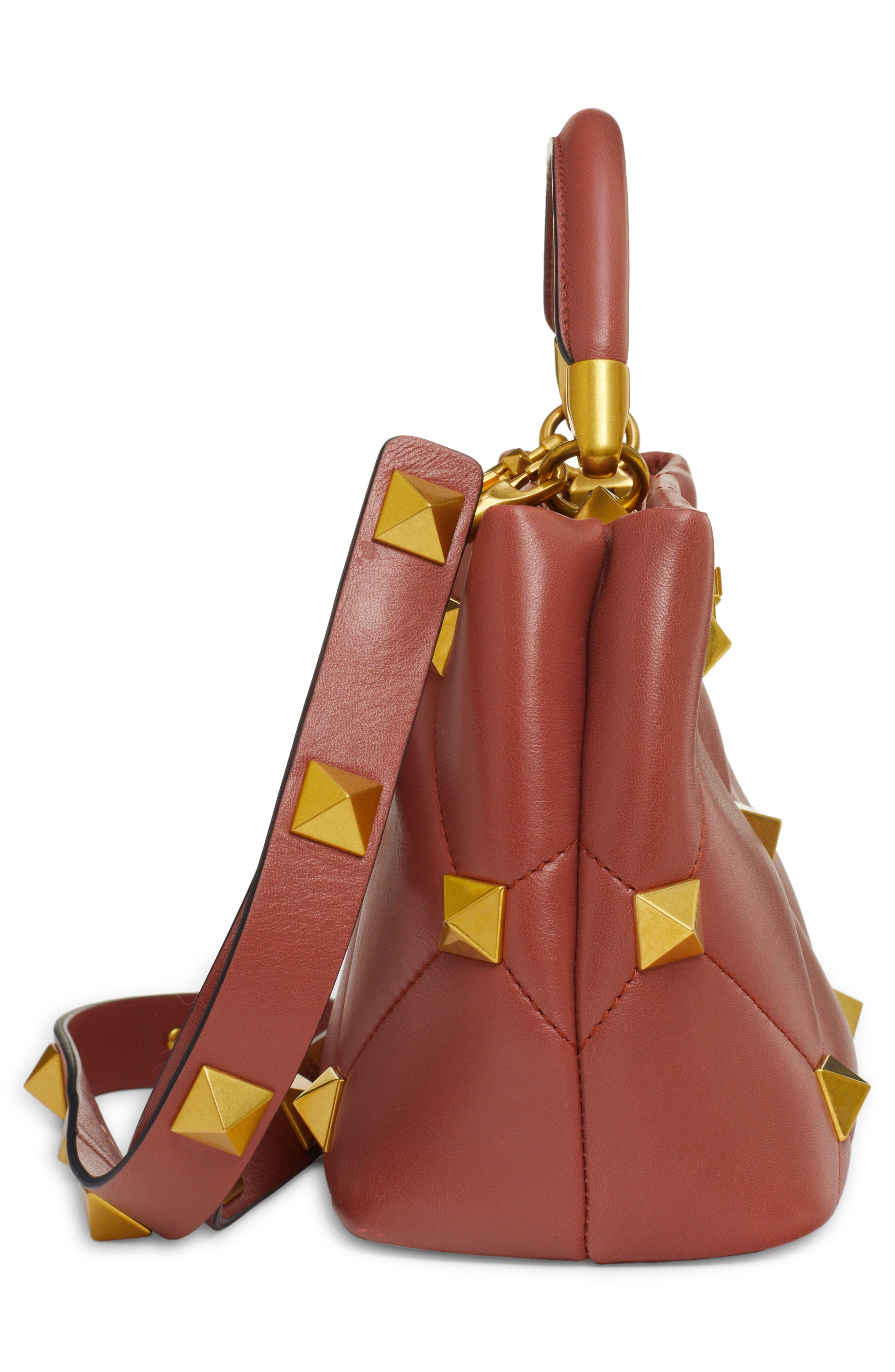 Valentino Garavani Roman Stud Quilted Leather Top Handle Bag, Alternate, color, 