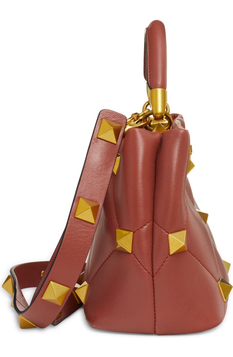 Valentino Garavani Roman Stud Quilted Leather Top Handle Bag, Alternate, color,