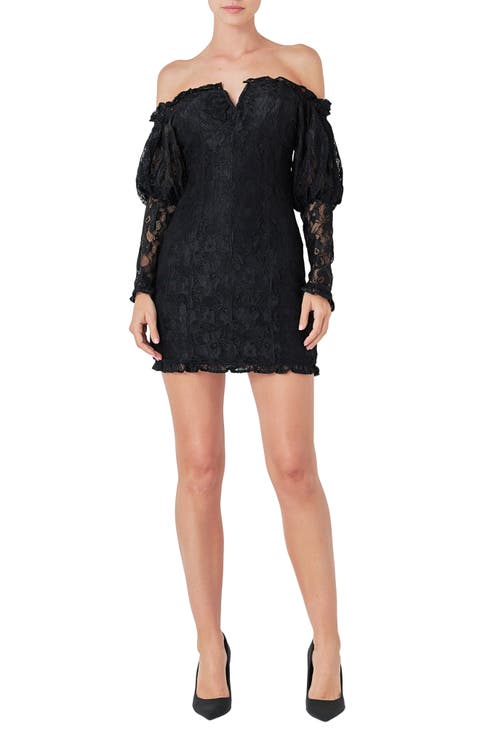 Off the Shoulder Long Sleeve Minidress