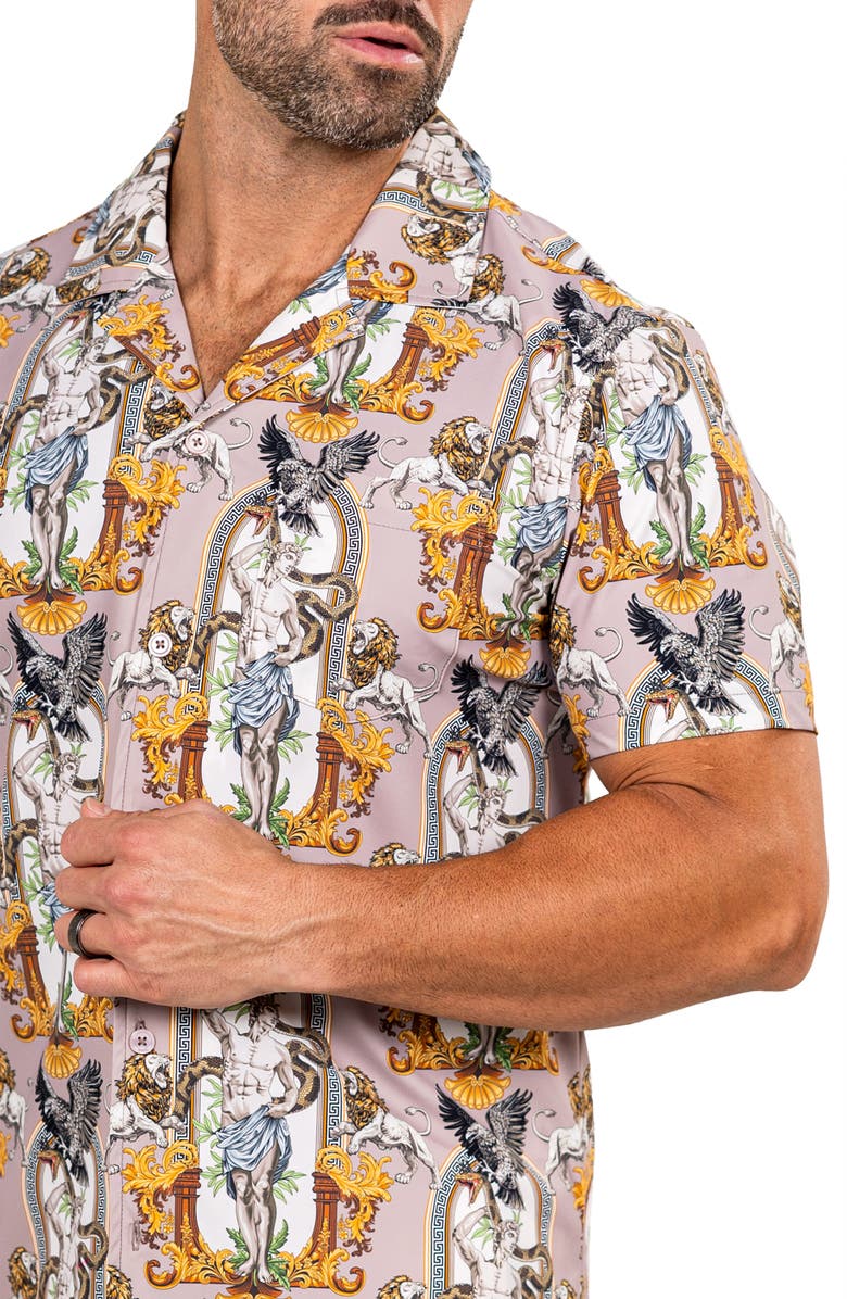 Maceoo Marthy Brown Camp Shirt, Alternate, color, Brown