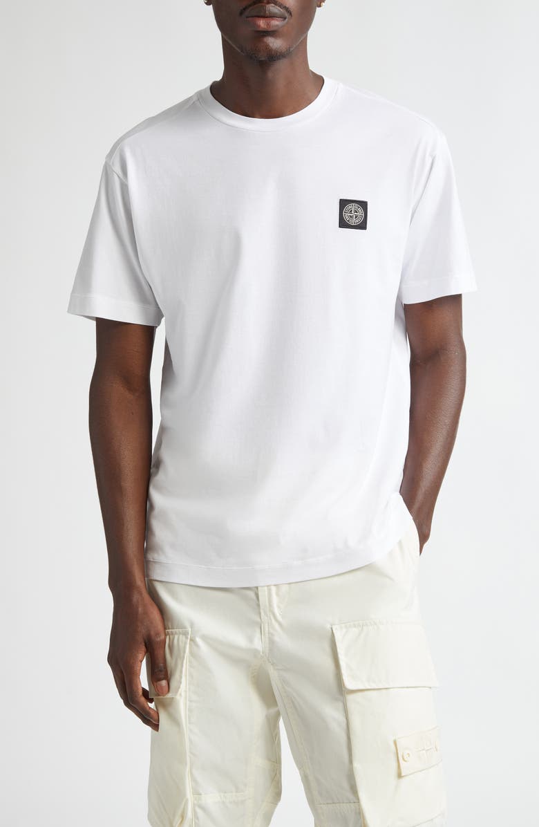 Stone Island Logo Patch Cotton T-Shirt, Main, color, White