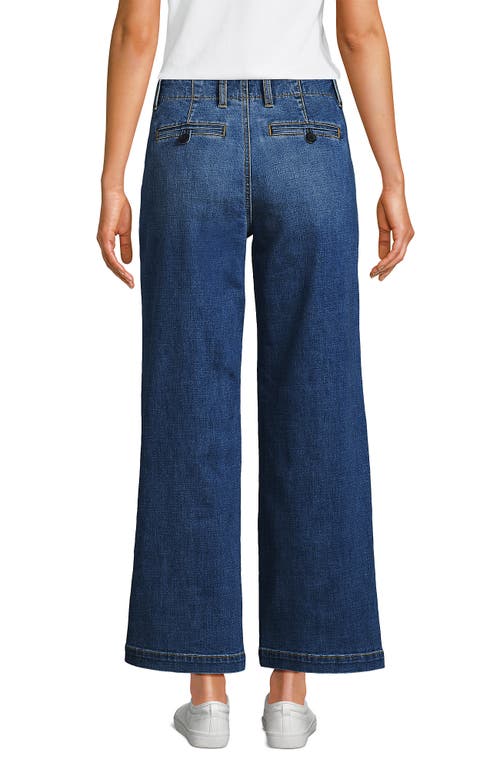 Lands' End Mid Rise Denim Wide Leg Ankle Jeans In Indigo Tide Blue