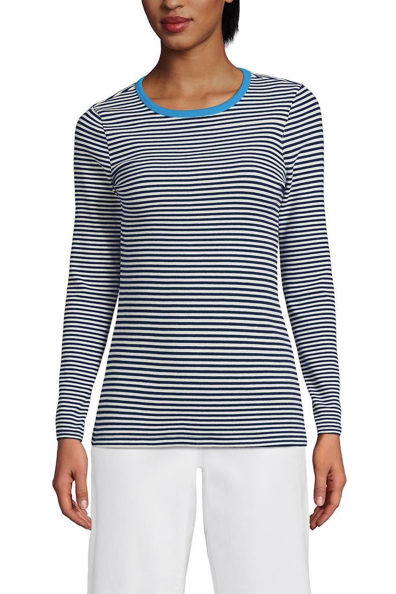 Cotton Rib T-shirt, Alternate, color, Deep Sea Navy Tiny Stripe