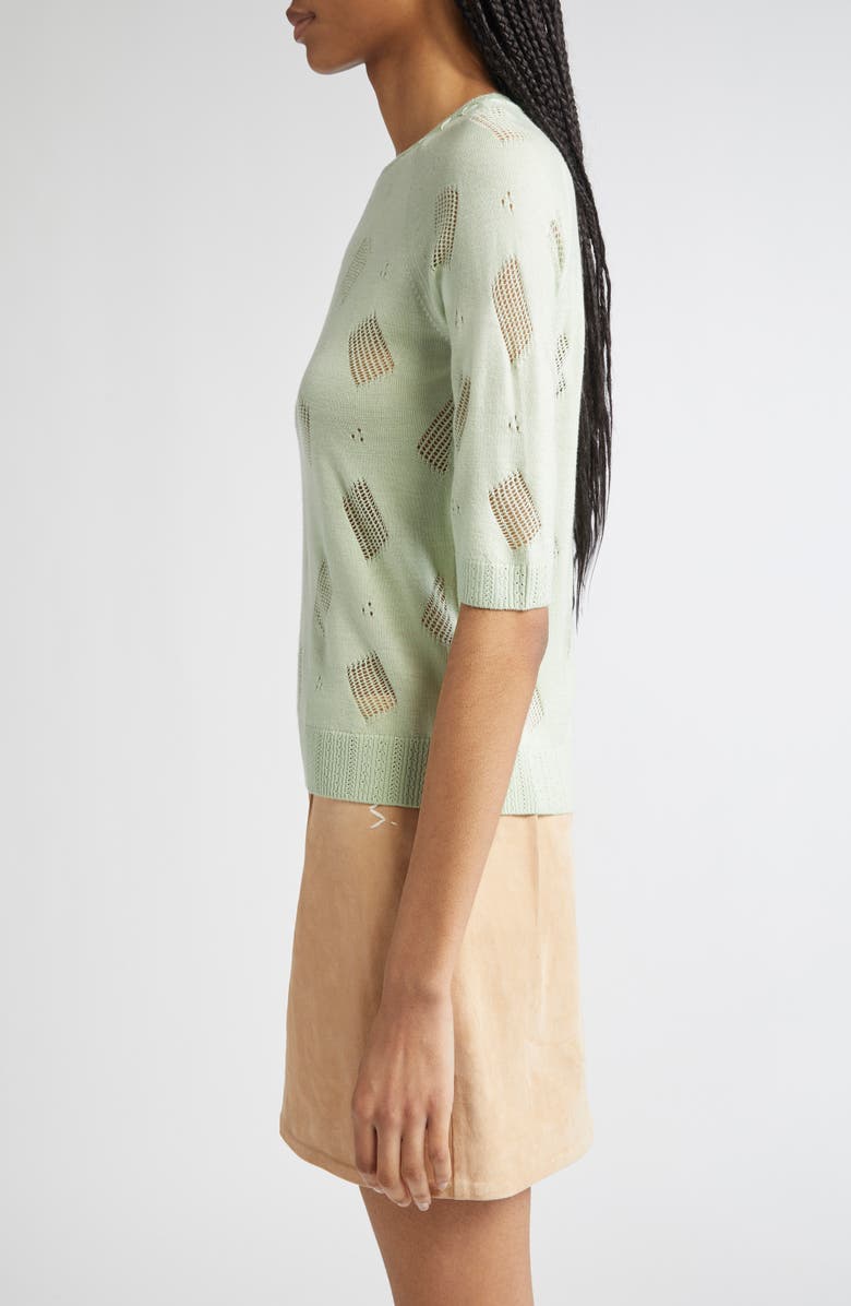 Marni Openwork Virgin Wool & Silk Sweater, Alternate, color, 00V07 Light Lime