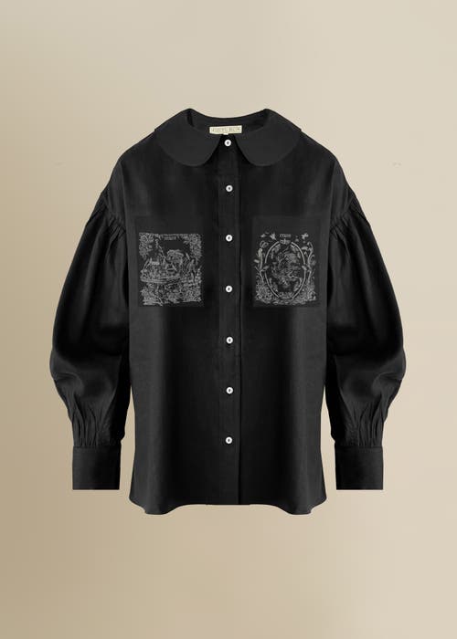 Contessa Mills Tarot Stretch-linen Oxford Shirt In Black