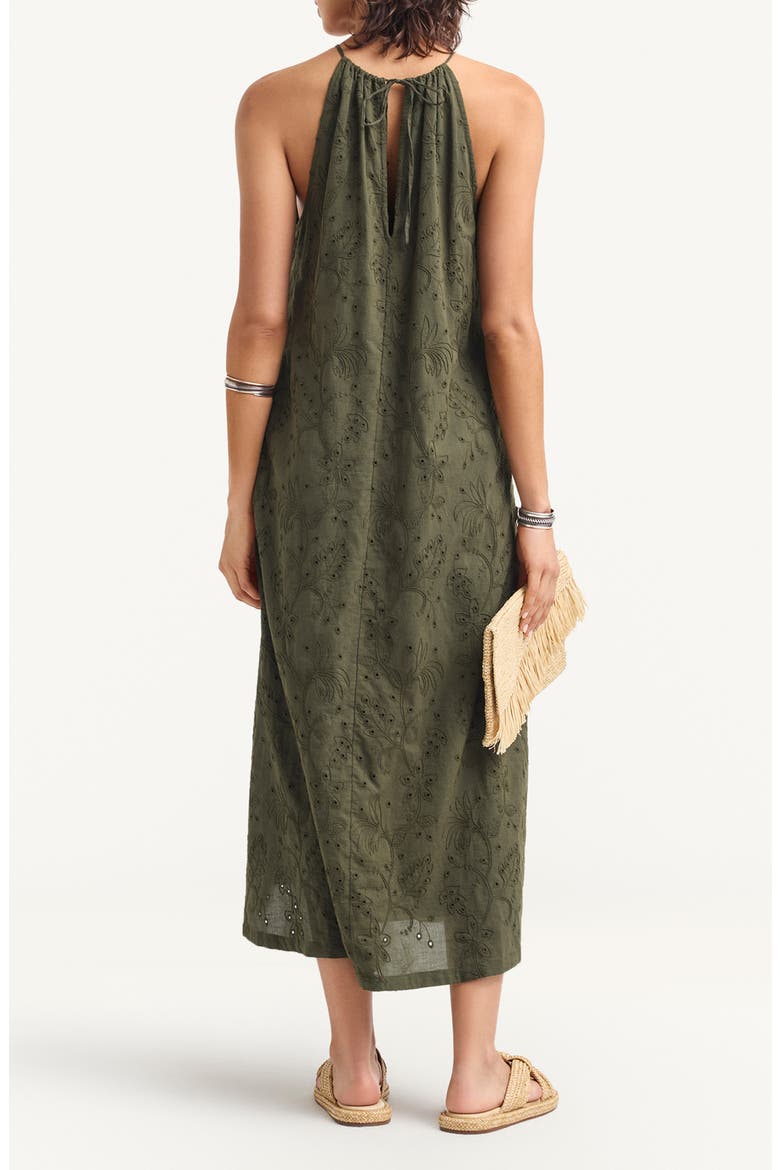 Alora Embroidered Organic Cotton Cover-Up Maxi Dress, Alternate, color, OLIVE