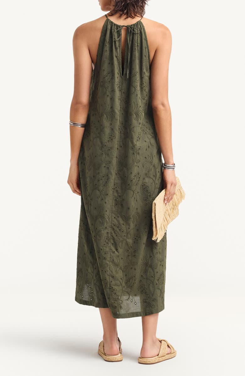 Vitamin A<sup>®</sup> Alora Embroidered Organic Cotton Cover-Up Maxi Dress, Alternate, color, Olive