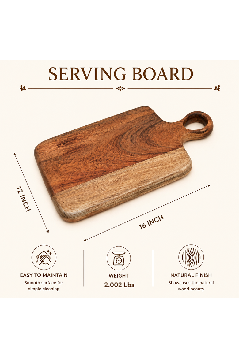 Round Acacia Wood Cutting Board with Handle, Alternate, color, Natural Wood