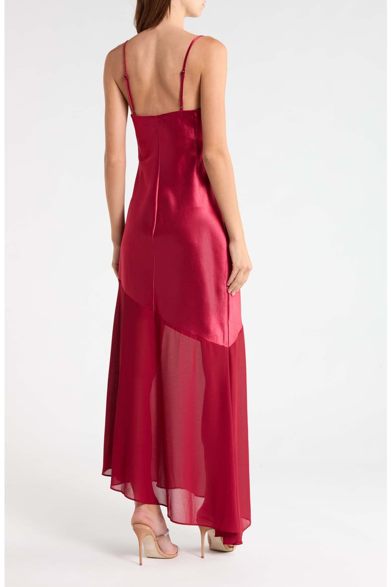 Lainey Asymmetric Midi Dress, Alternate, color, WINE RED