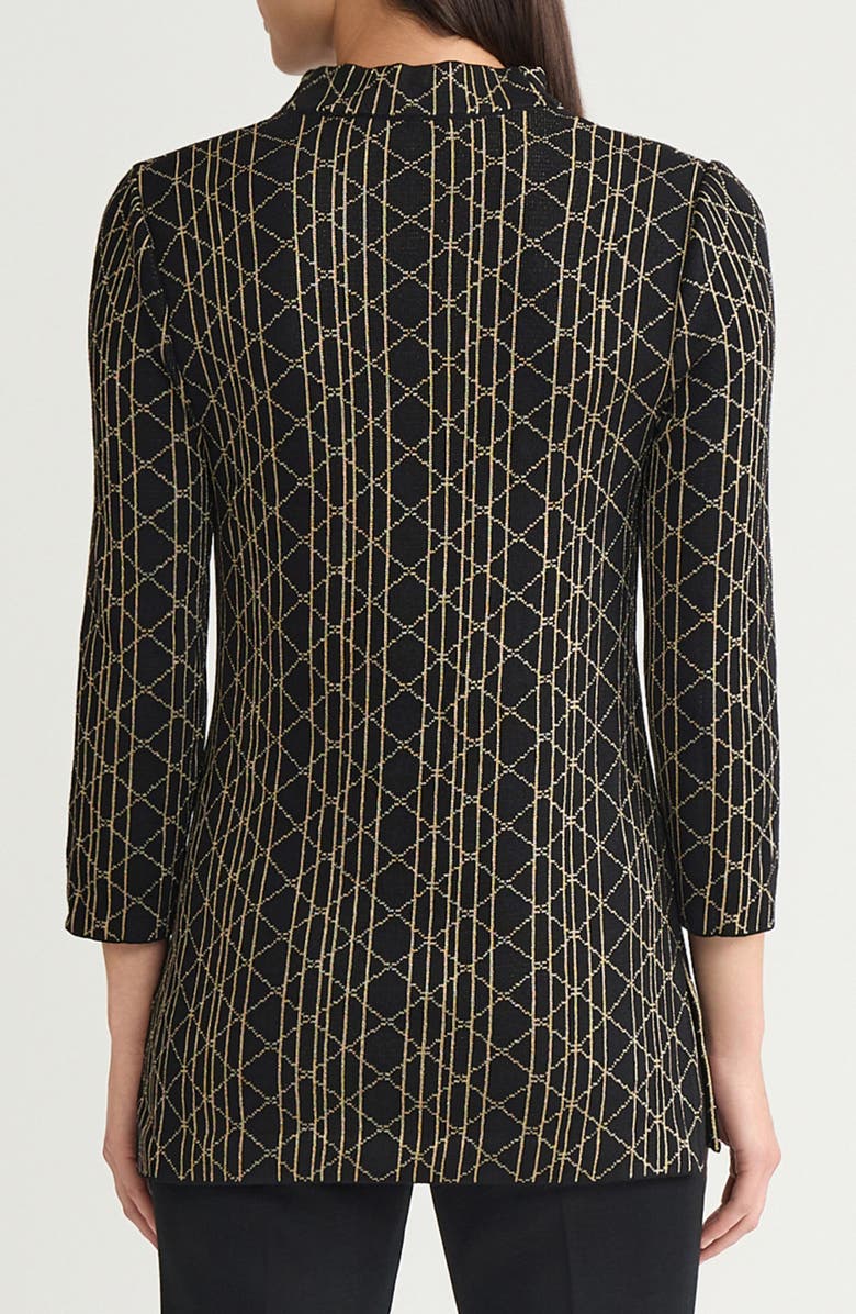 Ming Wang Art Deco Metallic Tunic, Alternate, color, Black/ Gold