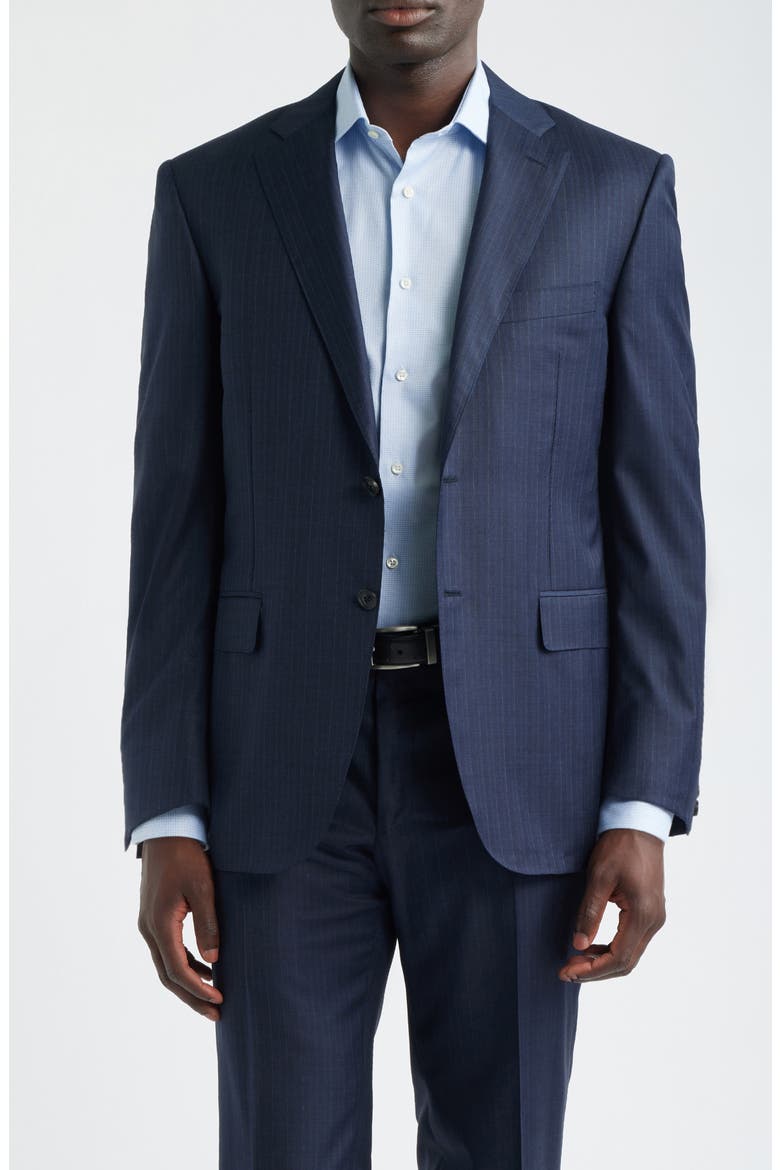 Siena Regular Fit Navy Pinstripe Super 170s Wool Suit, Alternate, color, NAVY
