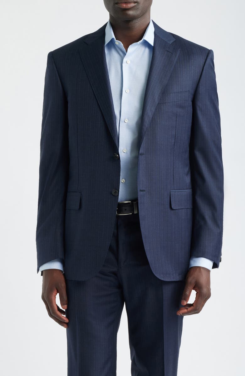 Canali Siena Regular Fit Navy Pinstripe Super 170s Wool Suit, Alternate, color, Navy