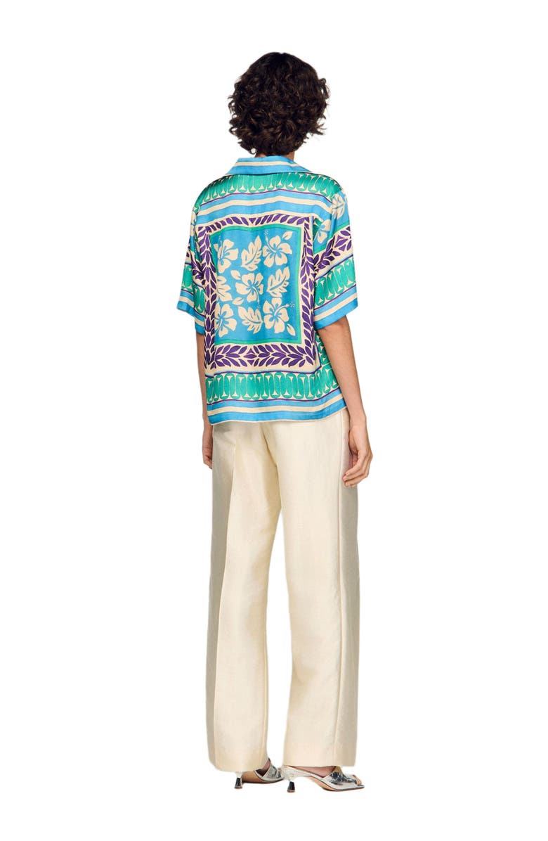 SANDRO Flower print shirt, Alternate, color, Green / Purple