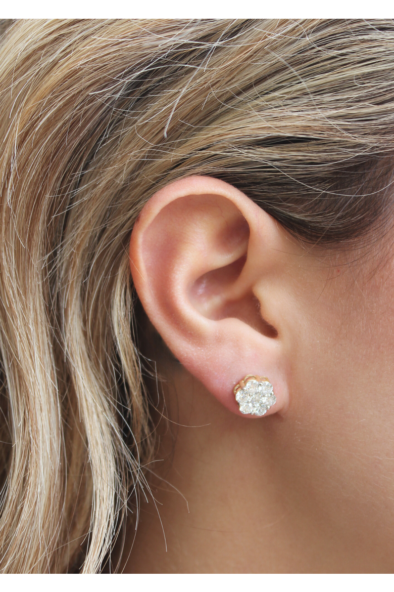 Meadow 14K Yellow Gold Cluster Lab Grown Diamond Unisex Earrings - 1.76 Cts, Alternate, color, 14K Yellow Gold