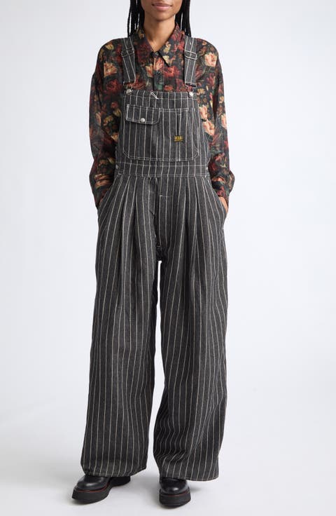 Triple Pleat Linen & Wool Blend Overalls