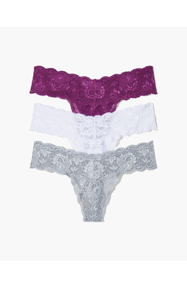 Cosabella Nsn Cutie Low Rise Thong 3 Pack, Main, color, Dove Gray Carnevale White