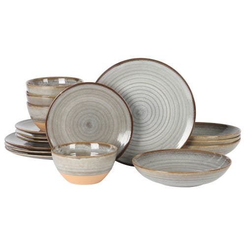 Gibson Elite Dreamweaver 16-piece Double Bowl Dinnerware Set, Service For 4 In Gray