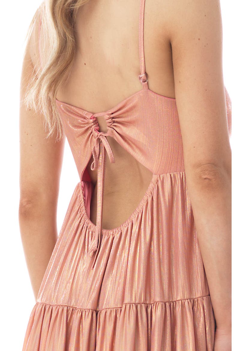 Metallic Tiered Maxi Dress, Alternate, color, PEACH