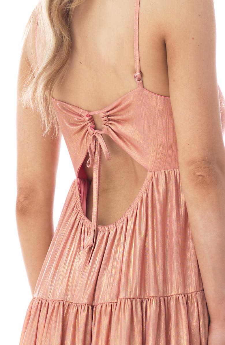 Sky Metallic Tiered Maxi Dress, Alternate, color, Peach