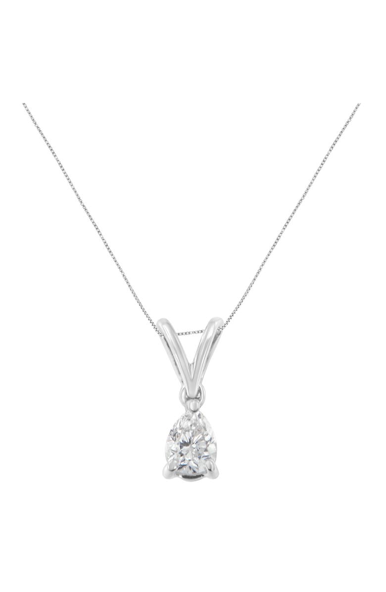 Haus of Brilliance 10K White Gold 1/5 cttw Diamond Pear Pendant Necklace, Alternate, color, White