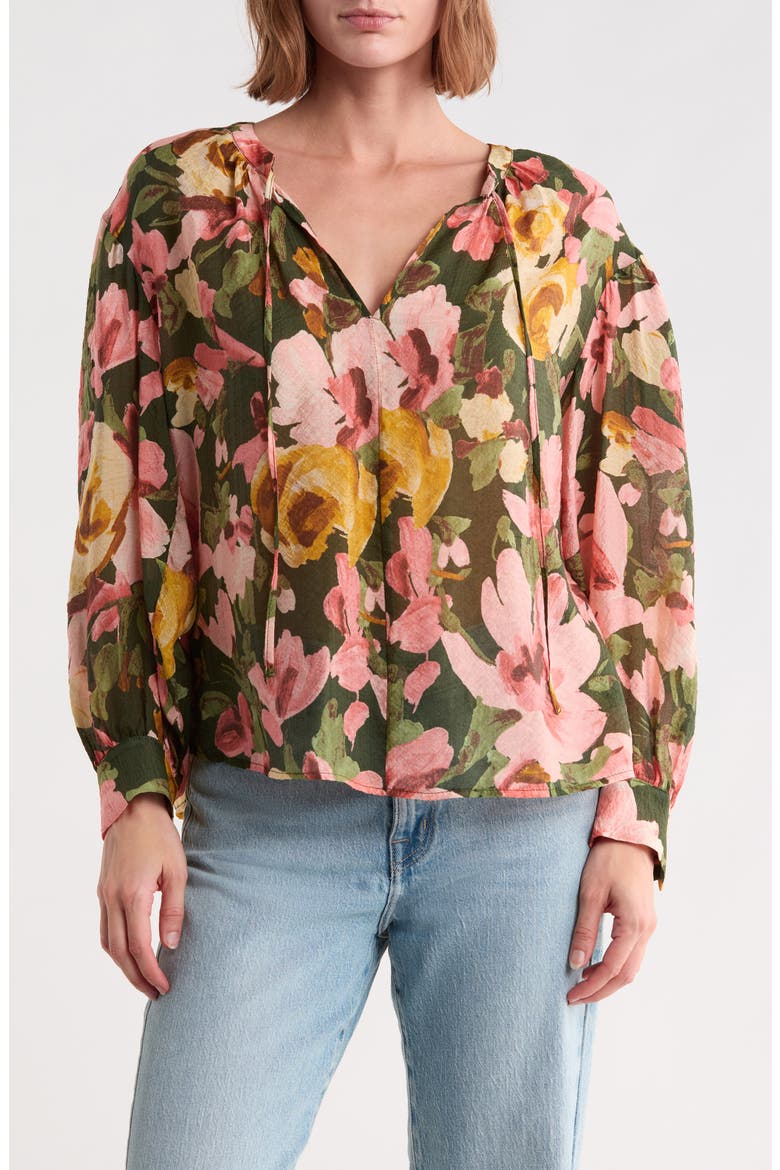 Petite Tie Front Top, Main, color, KOMBU GREEN