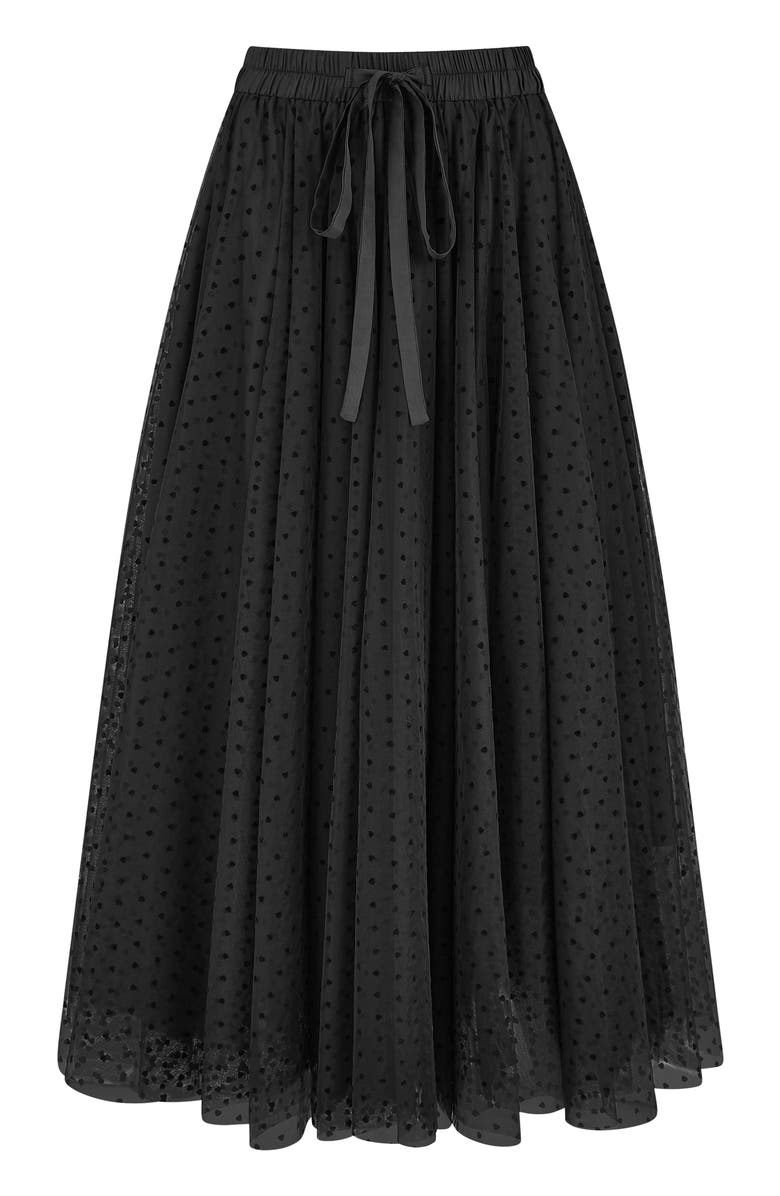 Yumi Mesh Heart Print Tulle Skirt, Alternate, color, Black