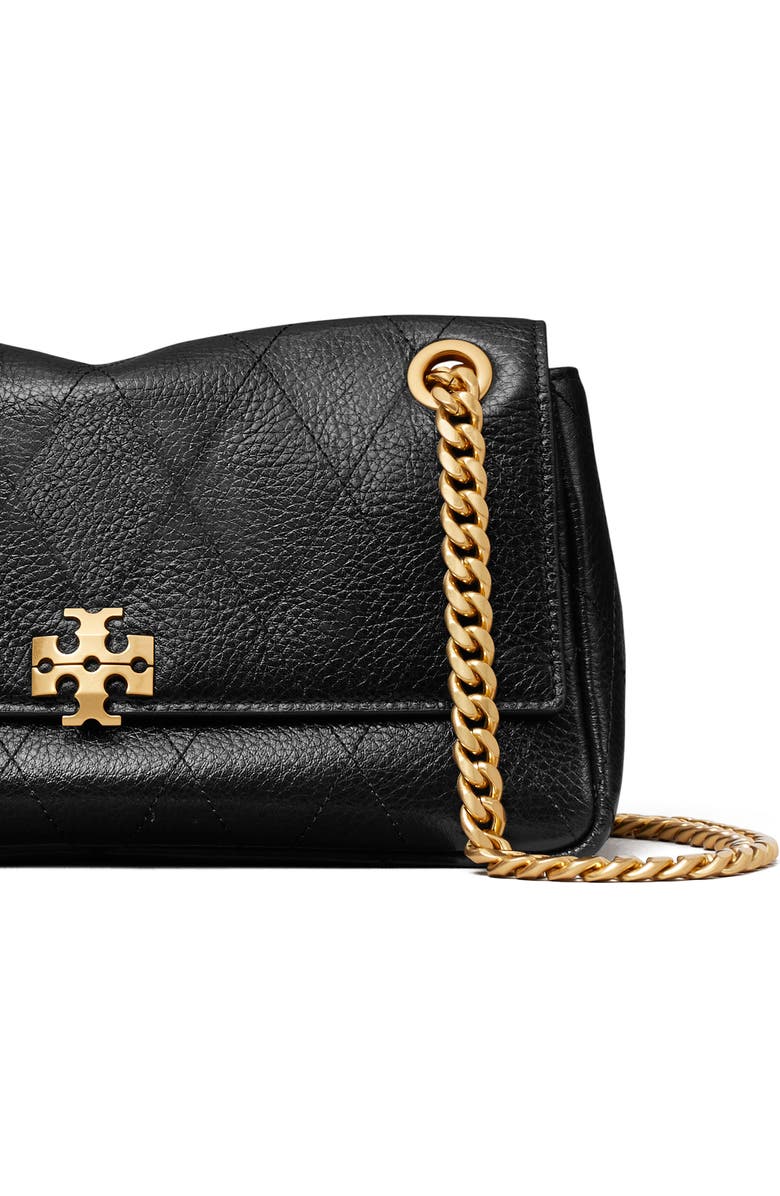 Tory Burch Small Charlie Leather Shoulder Bag, Alternate, color, Black