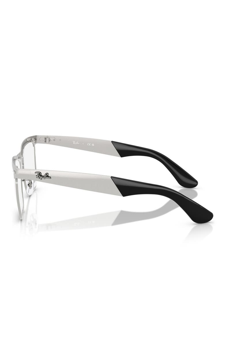 54mm Semi Rimless Square Optical Glasses, Alternate, color, SILVER
